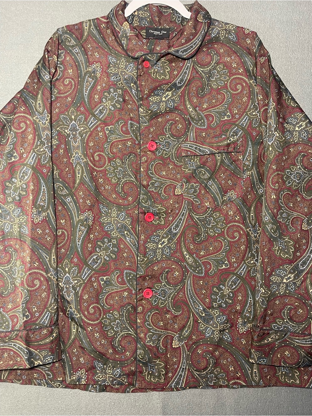 Vintage Christian Dior Monsieur Paisley Lounge Pajama Shirt XL